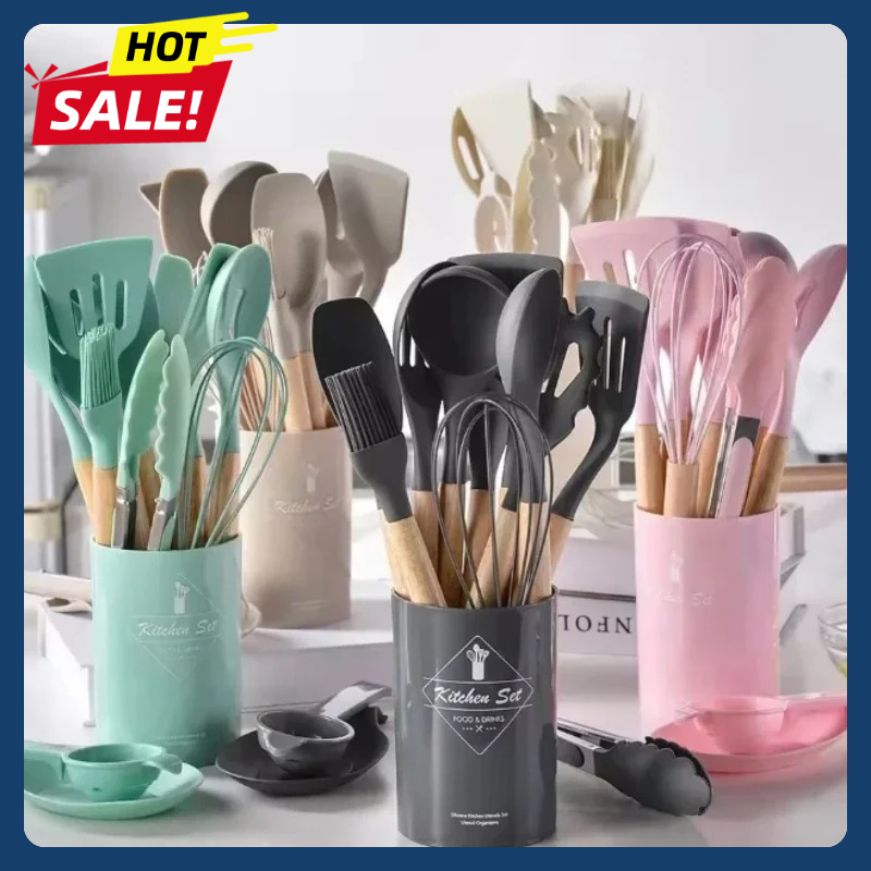 Silicone Spatula Set - طقم أدوات مطبخ سيليكون 12 قطعة
