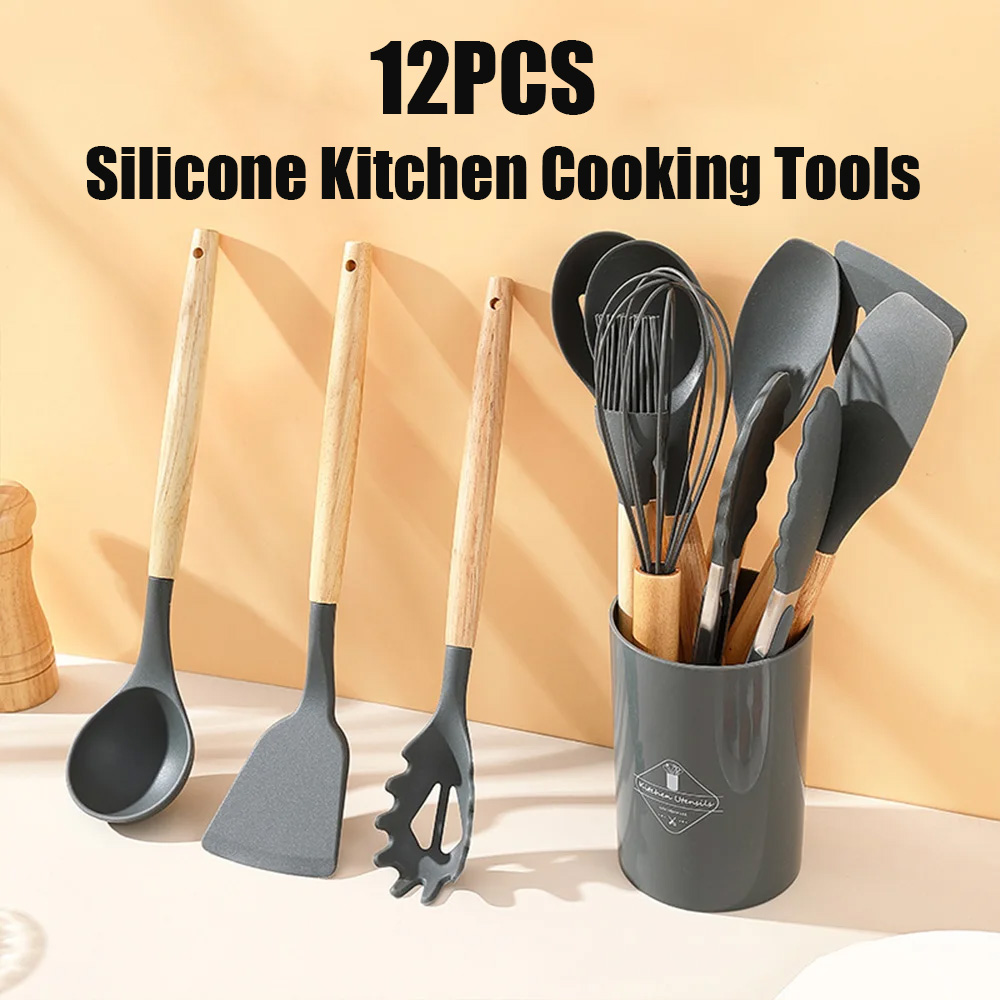 Silicone Spatula Set - 12 قطعة أواني المطبخ سيليكون غير
