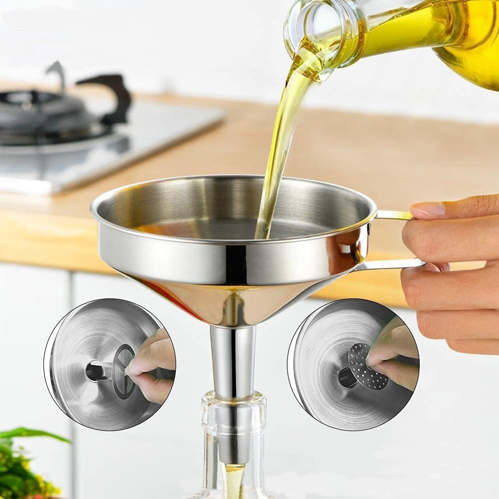 1 قطعة قمع زيت طهي من الستانلس - مراجعة Kitchen Hanging Gadgets وسعره