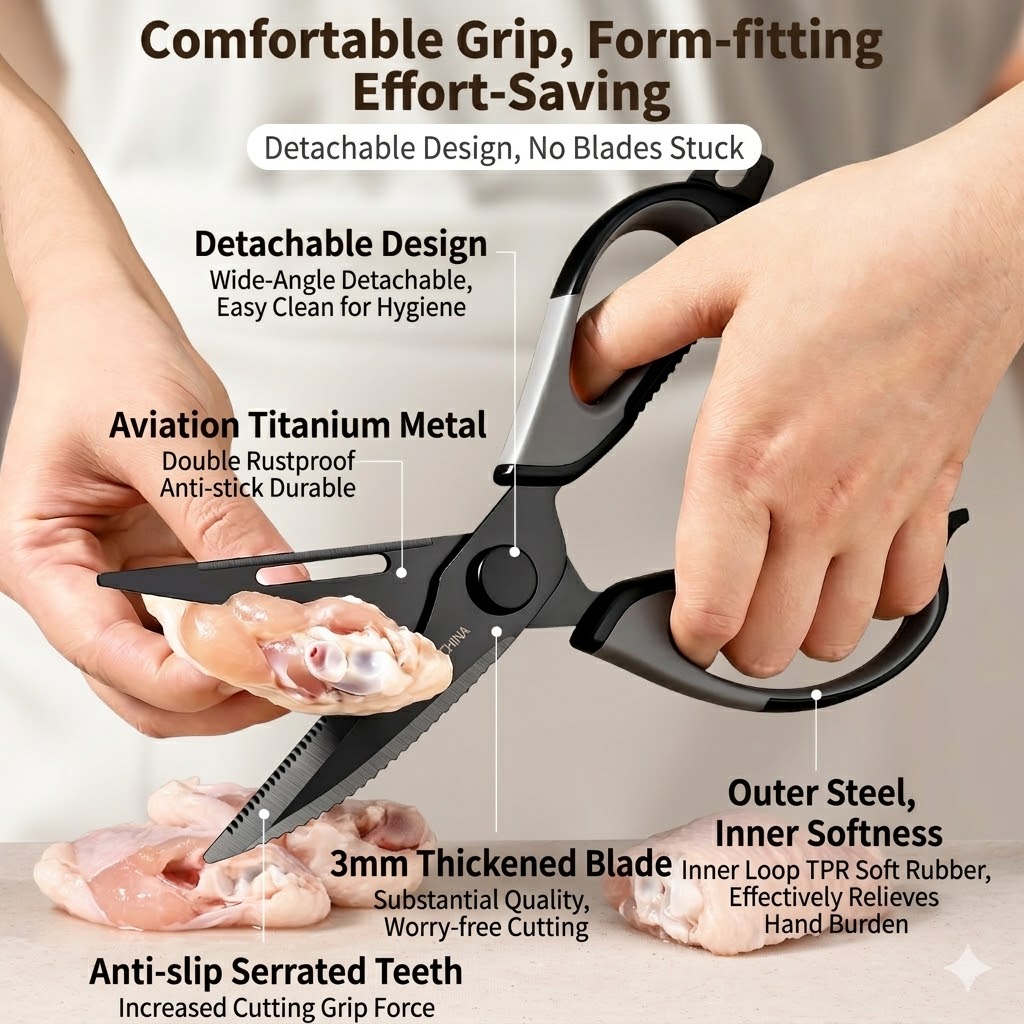 مقص مطبخ من التيتانيوم لقطع عظ - مراجعة Kitchen Hanging Gadgets وسعره